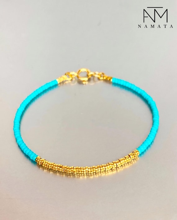 Turquoise Minimalist Bracelet, Handmade Minimalist Design, Stacking Bracelet, Layering Bracelet, Everyday Bracelet