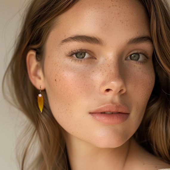 Yellow Chalcedony Earrings and Pink Opal Earrings, Teardrop, Long Earrings Silver, Minimalist Earrings Gift For Her.