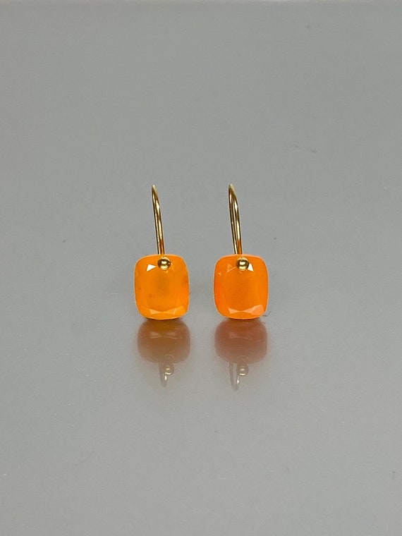 14K/18K Natural Carnelian Dangle Earrings, Orange Stone Earrings, Small Earrings, Minimalist Earrings, Small Earrings, Holiday Gifts.