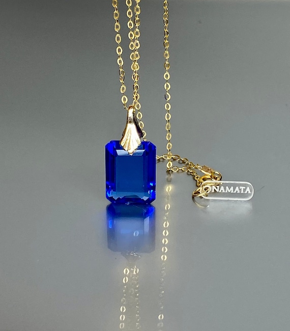 Crystal Rectangular Pendant - Tanzanite Crystal Rectangular Pendant - Tanzanite