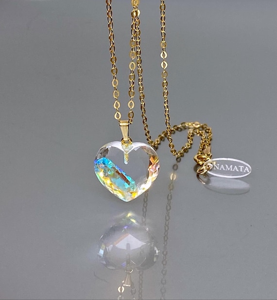 Rainbow Mystic Topaz Heart Pendant Necklace, Small Heart, Layering Necklace,  Mercury Mystic Topaz Jewelry Gift For Her, Rose Gold Necklace.