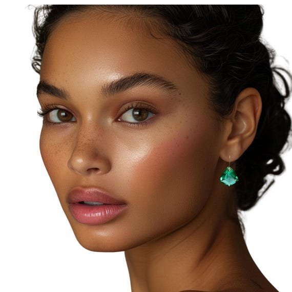 14K Gold Colombian Emerald Dangle Earrings (32 ct), May Birthstone, Emerald Jewellery Gift For Her,  Statement Earrings, Valentines Gifts
