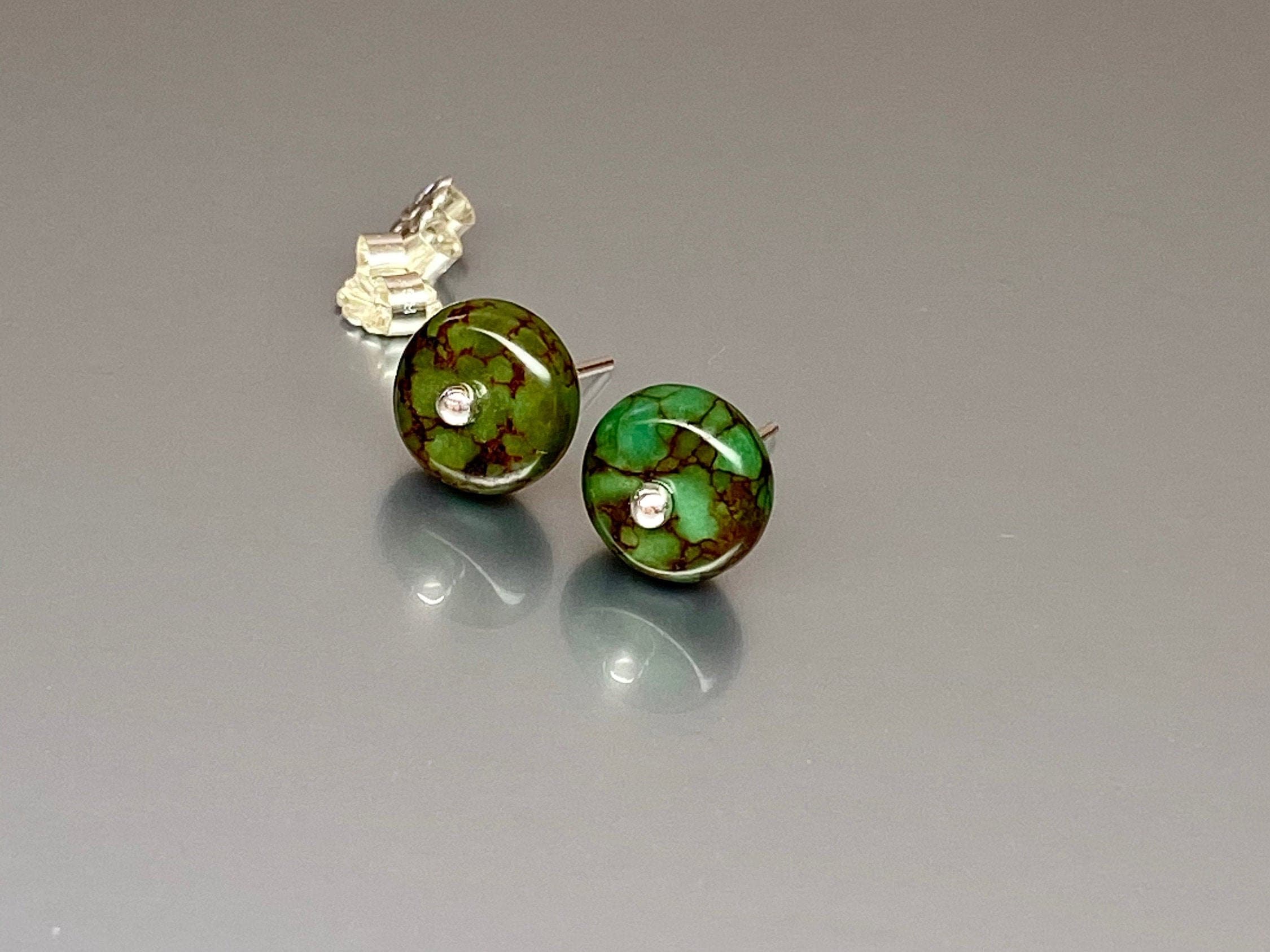 Green Turquoise Stud Earrings Gold Turquoise earring Etsy