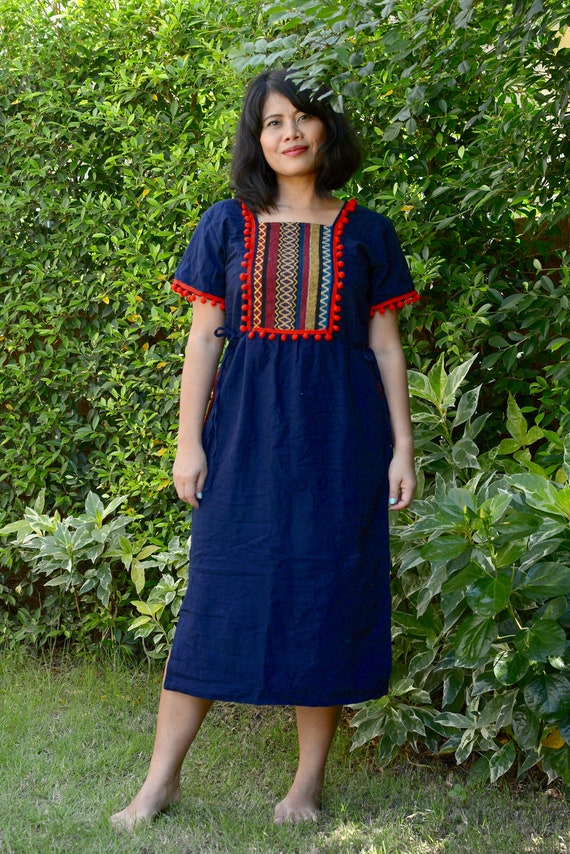 Thai Hmong Dress Karen Hill Tribe Style Square Neck Short Etsy