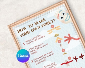 DIY Forky Instructions | Make Your Own Forky Sign | Toy Story Birthday Party | Kids Activity | Digital Download Ready to Print OR Customize