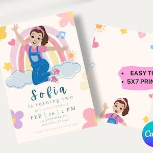 Ms Rachel Birthday Invitation | Digital Template | Toddler Party Invite for Kids | Neutral Pastel Colors Editable Ms Rachel Invite