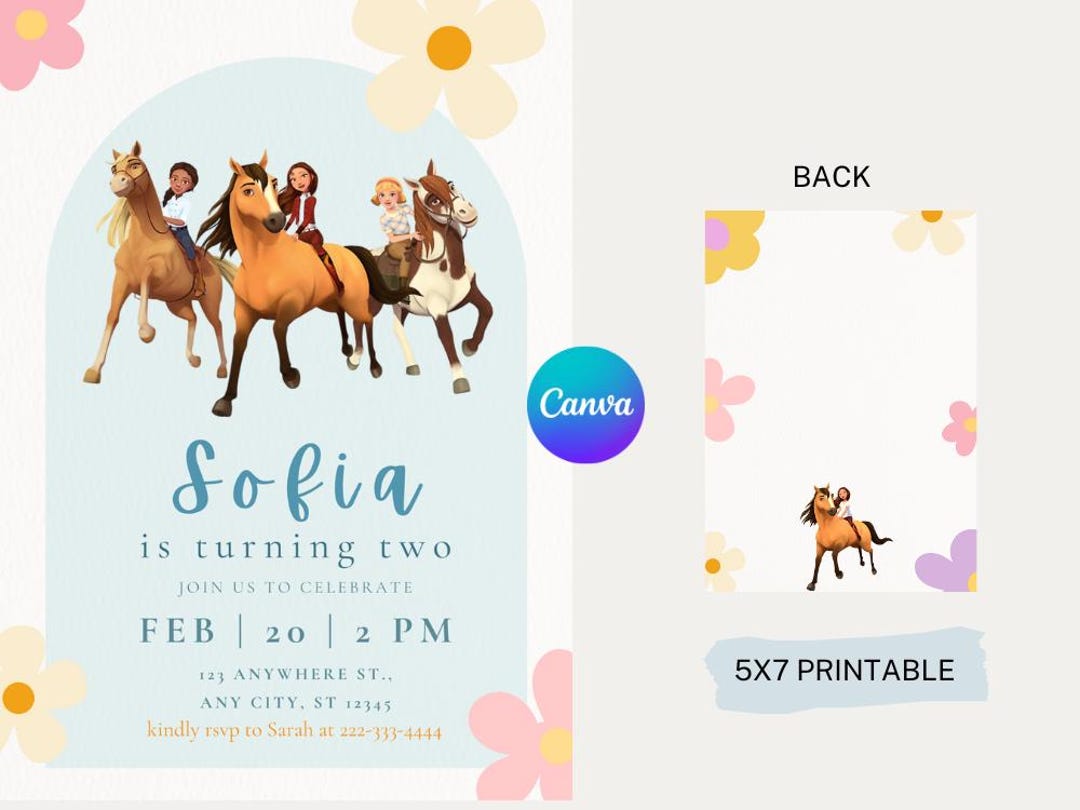 Spirit Riding Birthday Spirit Riding Free Birthday Invitation: Editable Western Cowgirl Party ...