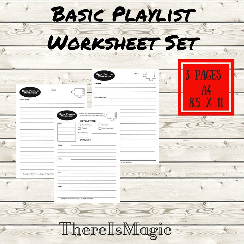 Basic Playlist Printable Worksheet A4 8.5x11 Writer - Etsy