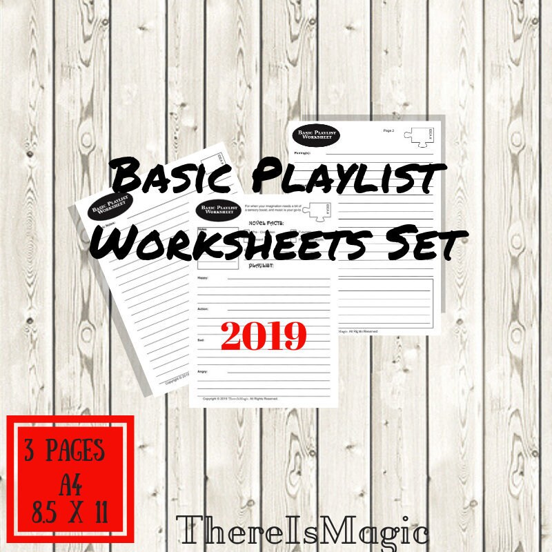 basic playlist printable worksheet a4 8 5x11 writer etsy