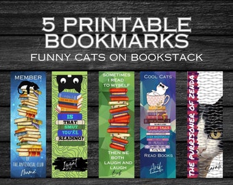Custom Funny Cats Bookmark Set - Printable & Unique Bookmarks - Cute Gift Idea