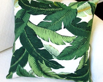 Artisan Pillows 18" Indoor/Outdoor Emerald Tropical Palm Leaf Throw Pillows, Set Of 2