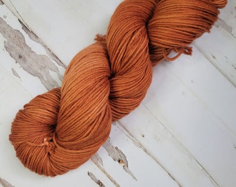 Hand Dyed Tonal Yarn in "Burnt Orange" Colorway: Available in Sock, Sport, DK, Worsted, and Bulky Yarn Weights