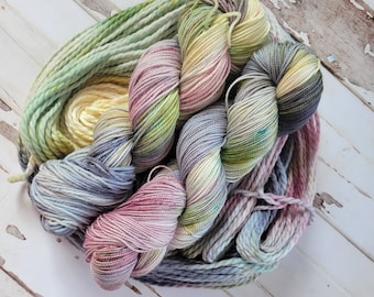 Hand Dyed Yarn: Dried Flowers, Soft Autumn Colors
