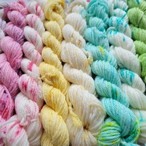 Hand Dyed Yarn Set: Pastel Confetti Mini Yarn Set of 10 Coordinating Colors image 5