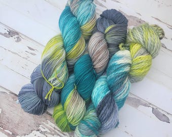 Hand Dyed Superwash Merino Wool Yarn: Drift Variegated Palette
