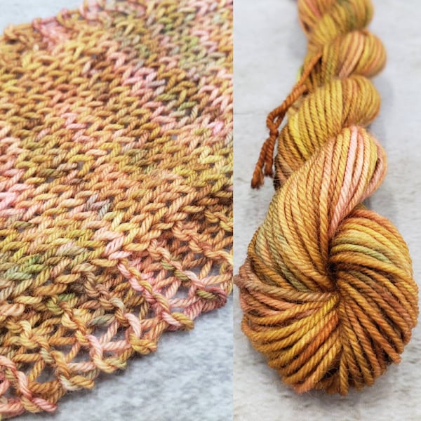 Hand Dyed Yarn in Rose Gold Patina