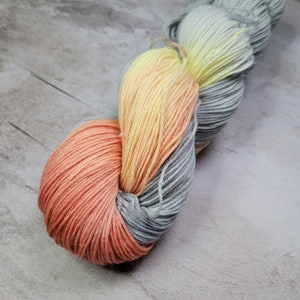 Hand Dyed Assigned Pooling Yarn in "Winter Sunset" Colorway: Available in Sock, Sport, DK, Worsted, and Bulky Yarn Weights