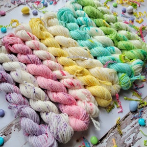 Hand Dyed Yarn Set: Pastel Confetti Mini Yarn Set of 10 Coordinating Colors image 7