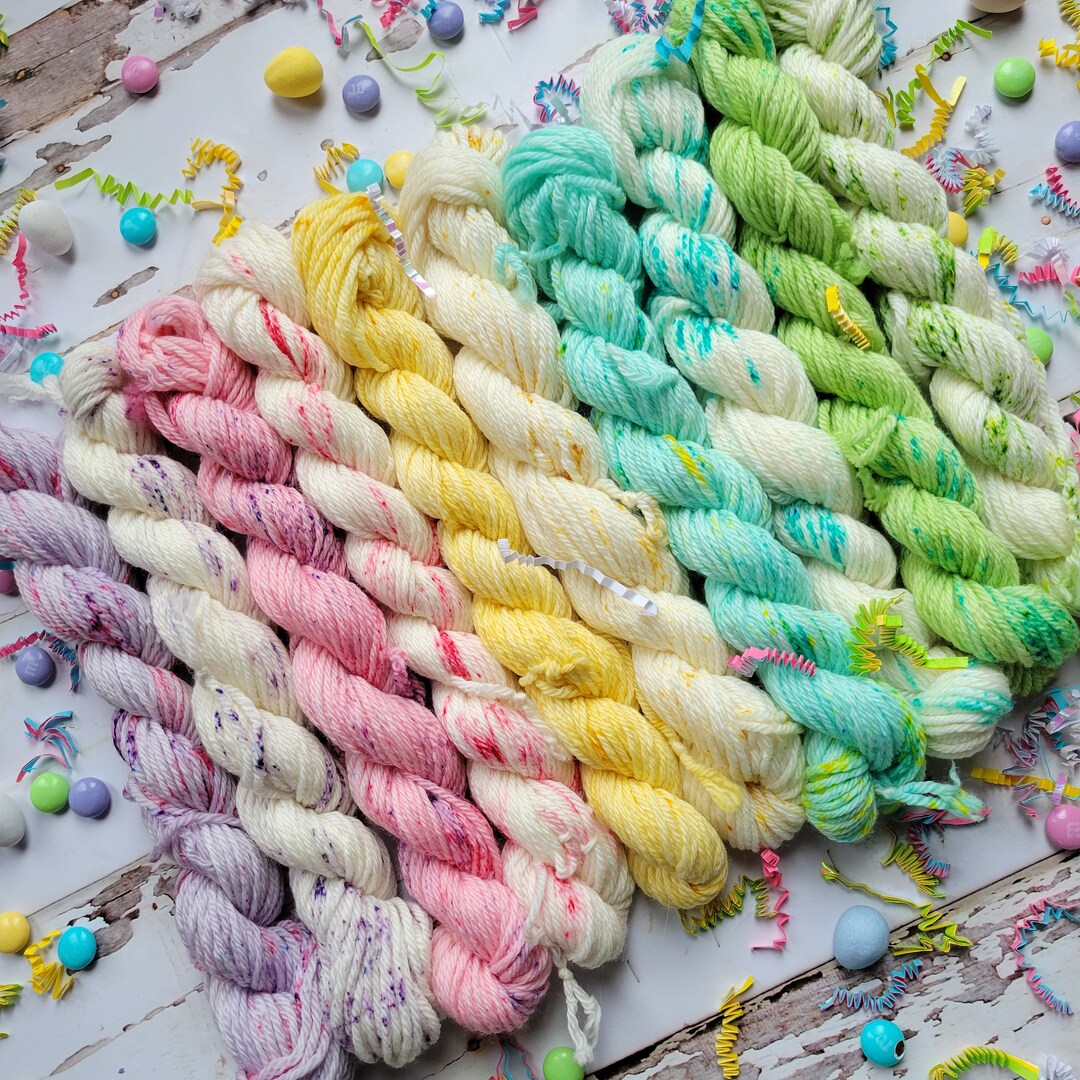 Hand Dyed Mini Yarn Set: Pastel Confetti Colors, Speckled Skeins - Etsy