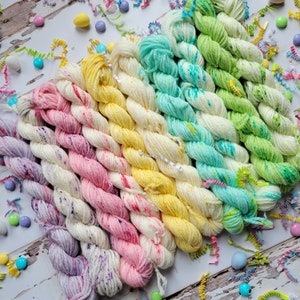 Hand Dyed Yarn Set:  Pastel Confetti Mini Yarn Set of 10 Coordinating Colors