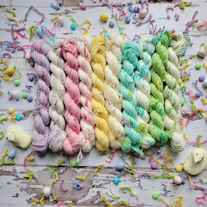 Hand Dyed Yarn Set: Pastel Confetti Mini Yarn Set of 10 Coordinating Colors image 2