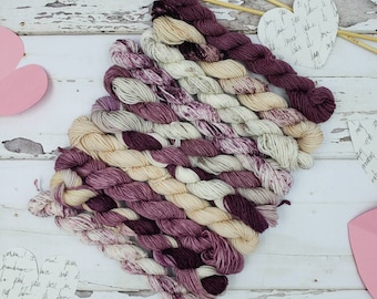 Hand Dyed Mini Yarn Set: Love Letters, Wine & Mauve Tones