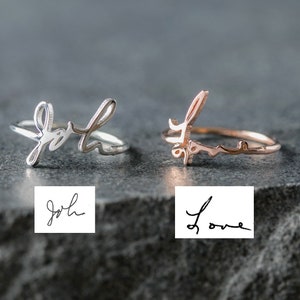 Anillo de escritura a mano - Anillo con nombre delicado - Anillo de escritura a mano para niños - Regalo para mamá - Regalo de Navidad - Anillo con nombre escrito a mano