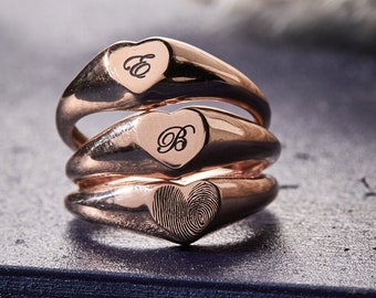 Personalisierter Fingerabdruck-Ring - Personalisierter Herzring - Personalisierter Initialen-Herzring - Benutzerdefinierte Valentinsgeschenke - Neue Mutter Ring