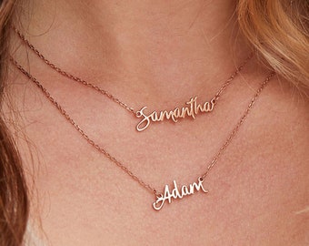 Double Chain Name Necklace - Dainty Name Jewelry - Children Names Necklace - Double Layer Name Necklaces -