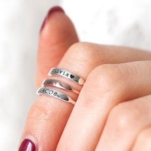 Custom Name Ring - Gift for Her - Personalize Name Ring - Band Name Ring - Stackable Name Ring - Family Ring - Christmas Gift - C1