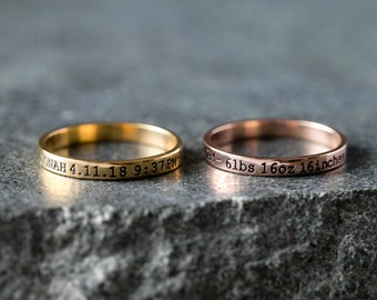 Skinny Coordinate Ring - Latitude Longtitude Ring - Dainty Coordinate Ring - Stackable Location Ring - Personalized Location Ring - C1