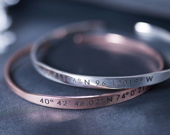 Personalized Sterling Silver Coordinate Bracelet: GPS Jewelry