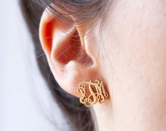 Personalize Monogram Earring - Monogram Earrings - Initial Earring - Monogram Stud Earrings - Monogram Earrings Stud - Personalize Jewelry