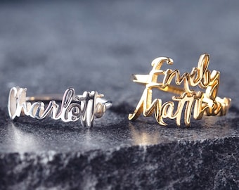 Two Name Ring - Personalized Three Names Ring - Customized Name Ring - Double Names Ring - Your Names Jewelry - Daughter Mother Ring B7