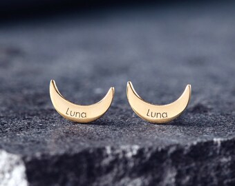 Name Earrings - Half Moon Earrings - Luna Earrings - Crescent Moon -  Semi Fine Jewelry by The Golden Beverly