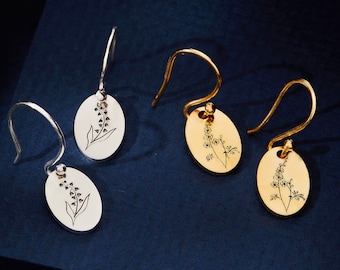 Sterling Silver Birth Flower Earrings: April Lily of the Valley
