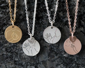Sign Language Necklace - ASL Necklace - Hand Sign Necklace - Mom Sign Language -  Thank you - American Sign Language by GoldenBeverly