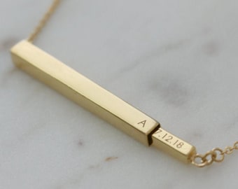 Gepersonaliseerde staafketting - dubbellaagse staafketting - gegraveerde berichtenbalk - geheime berichtenbalk - cadeau bruidsmeisje