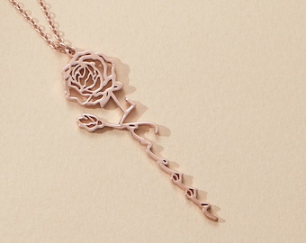 Name Necklace with Birth Flower - Dainty Floral Name Necklace - Mother's Day Gift  - Christmas Gift for Her - Bridesmaids Gifts