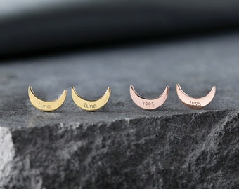 Name Earrings - Half Moon Earrings - Luna Earrings - Crescent Moon -  Semi Fine Jewelry by The Golden Beverly