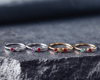 Three Birthstone Ring - Birthstone Ring - Custom Birthstone Ring - Graduation Gift  - Stackable Ring - Gemstone Ring - 3 Birthstone Ring