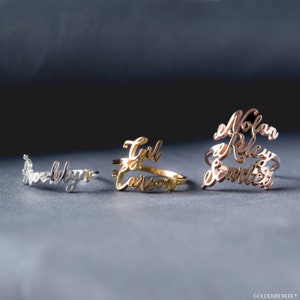 Multiple Name Ring Gold- Bridesmaids Jewelry - Personalized Jewelry - Dainty Name Ring - Children Names Ring - Christmas Gifts - B8