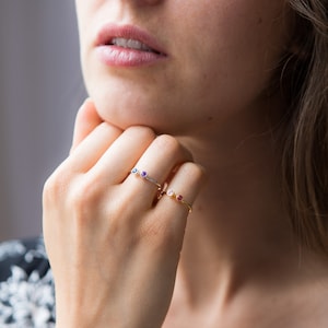 Zwei Birthstone Ring - Drei Birthstone Ring - Benutzerdefinierte Birthstone Ring - Geburtstagsgeschenk - Birthstone Schmuck STOCKING STUFFERS