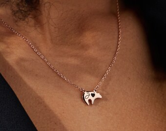 Personalized Mama Bear Necklace: Initial Sterling Silver Pet Necklace