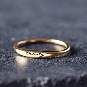 Stacking Minimalist Name Ring - Dainty Name Ring - Delicate Personalized Name Ring Jewelry in Silver, Yellow, Rose -  Stocking Stuffers E3
