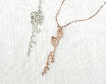 Birth Flower Necklace - Personalized Wild Flower Necklace - Tulip Flower Name Necklace - Mother's day Gift - Personalized Birthday Gift