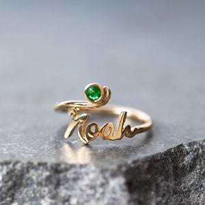Birthstone Name Ring - Personalized Name Ring - Mothers&#39;s Day - Birthstone Jewelry - Diamond Ring - Dainty Name Ring