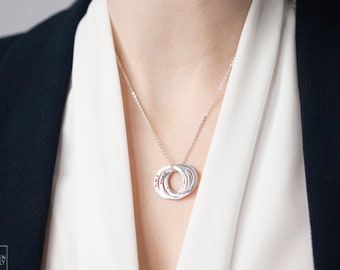 Cadeaux de Noël - Bijoux personnalisés - Collier cercle relié - Collier prénom pour enfants - Collier éternité - Fête des Mères C1