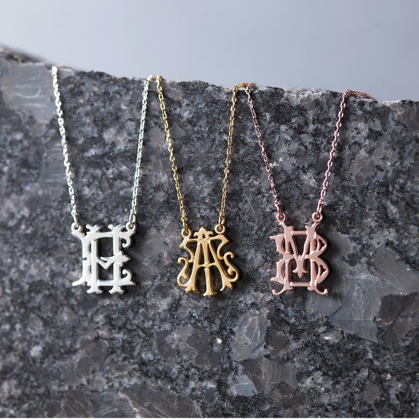Monogram Necklace - Initials Necklace - Two Initials Monogram Necklace - Christmas Gift - Dainty Monogram Necklace - Wedding Gifts