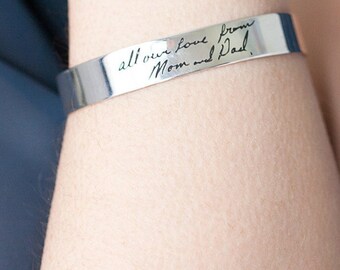 Handwriting Cuff Bracelet - Signature Bracelet - Kid Handwriting - Personalized Jewelry - Christmas Gifts - Grandma Gift - Mom Gifts -